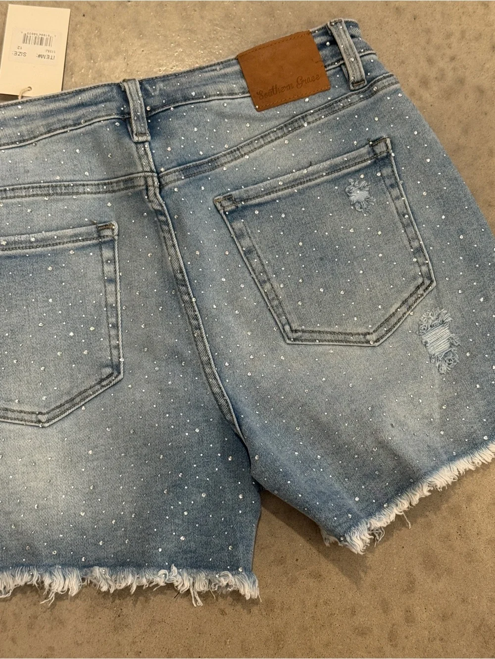 Southern Grace Women's Blue Distressed Denim Shorts